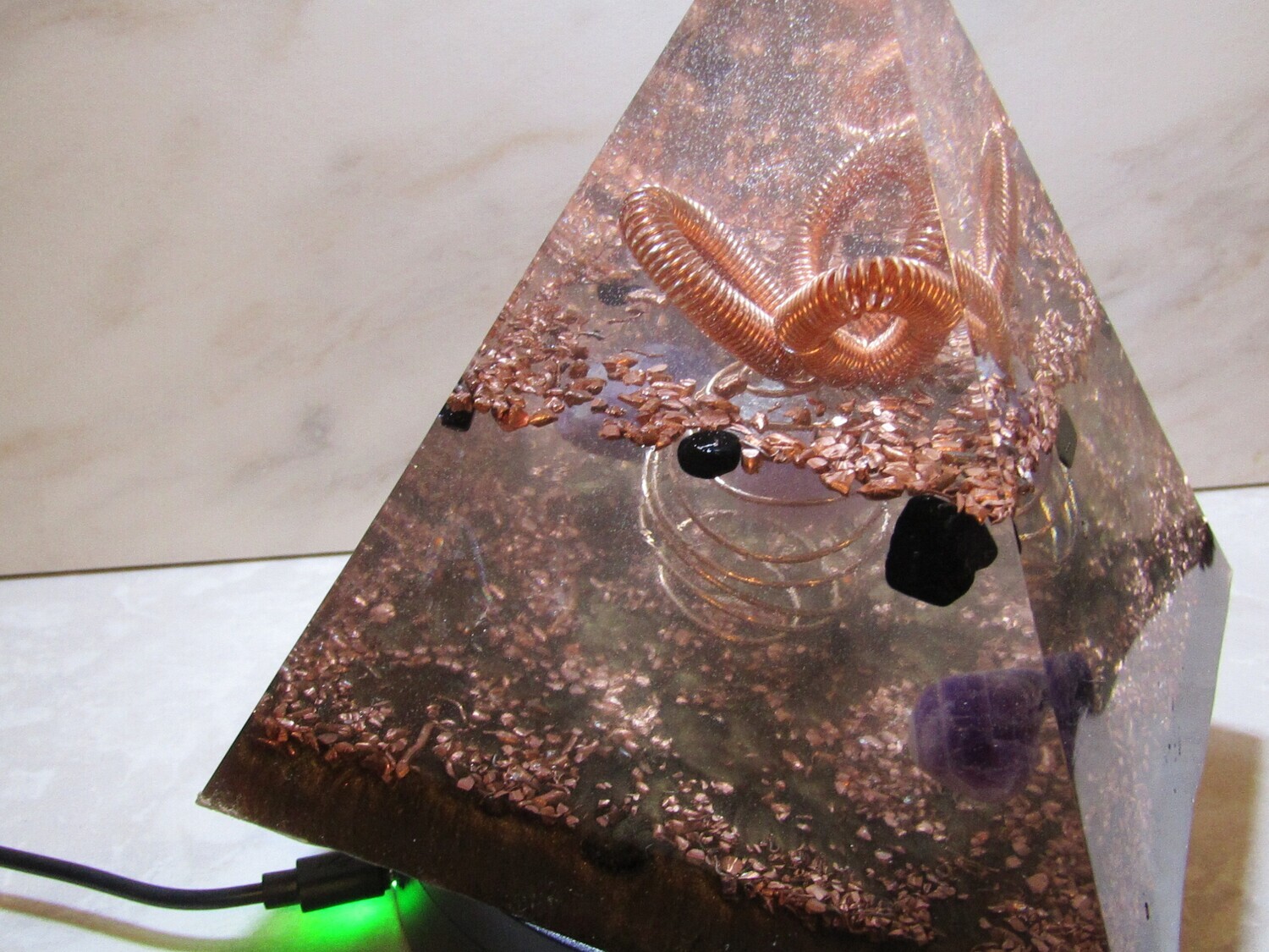 Copper Flower Orgonite Pyramic