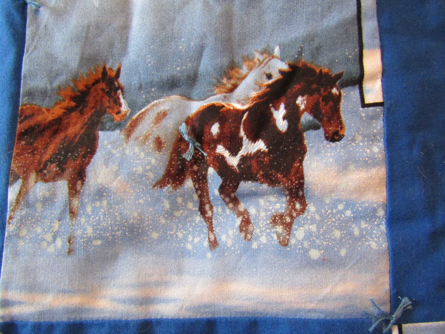 Wild Horses Running In The Winter Snow Baby Quilt