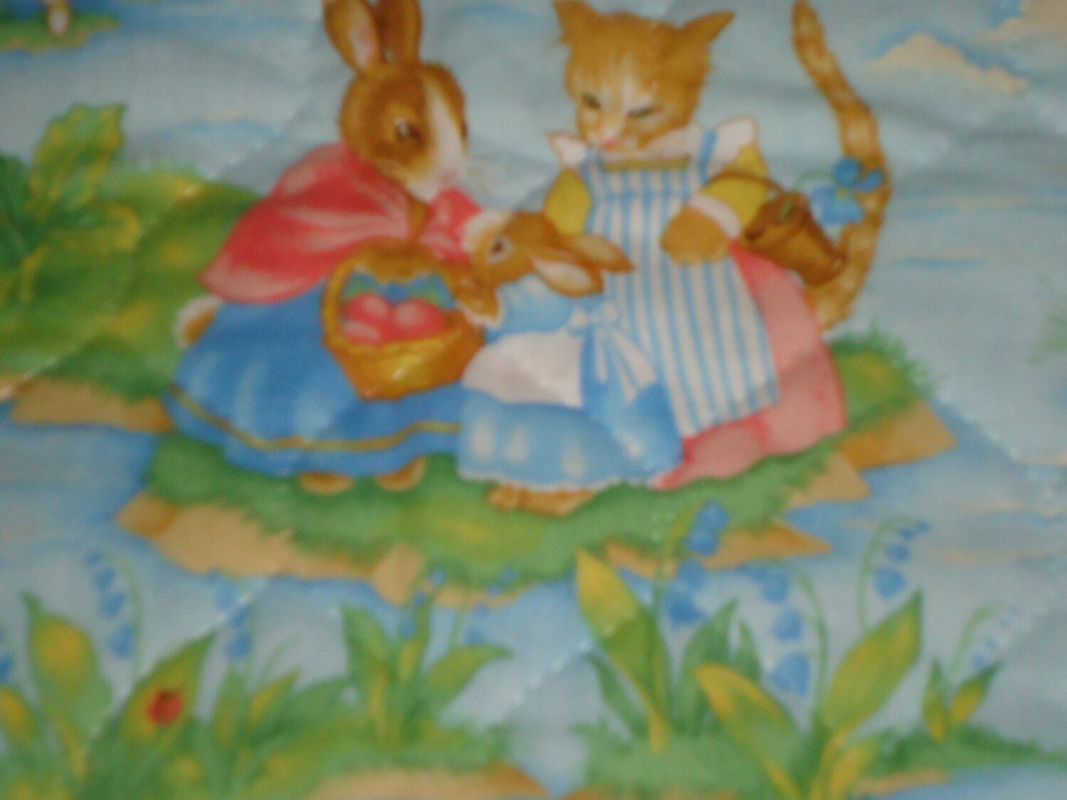 Playful Bunnies, Squirrels And Cats Baby Quilt