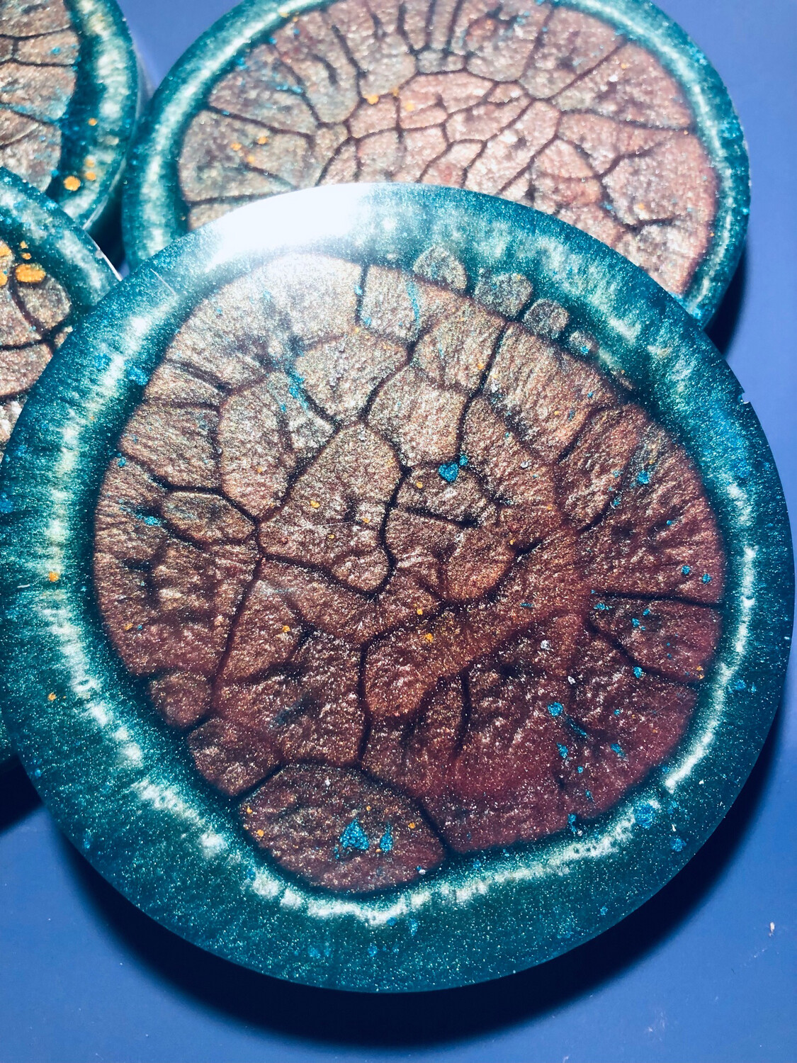 Turquoise Ringed Resin Coasters