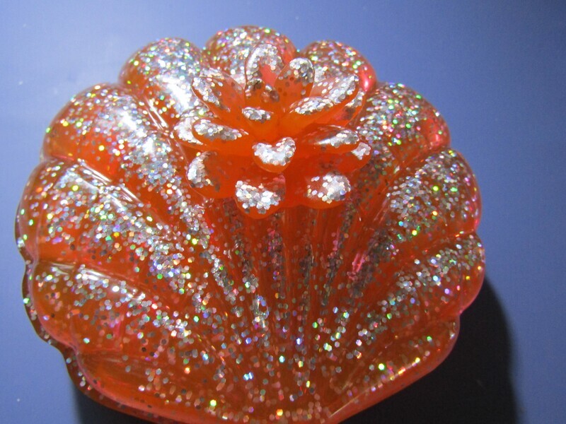 Orange Holographic Clam shell Trinket Box