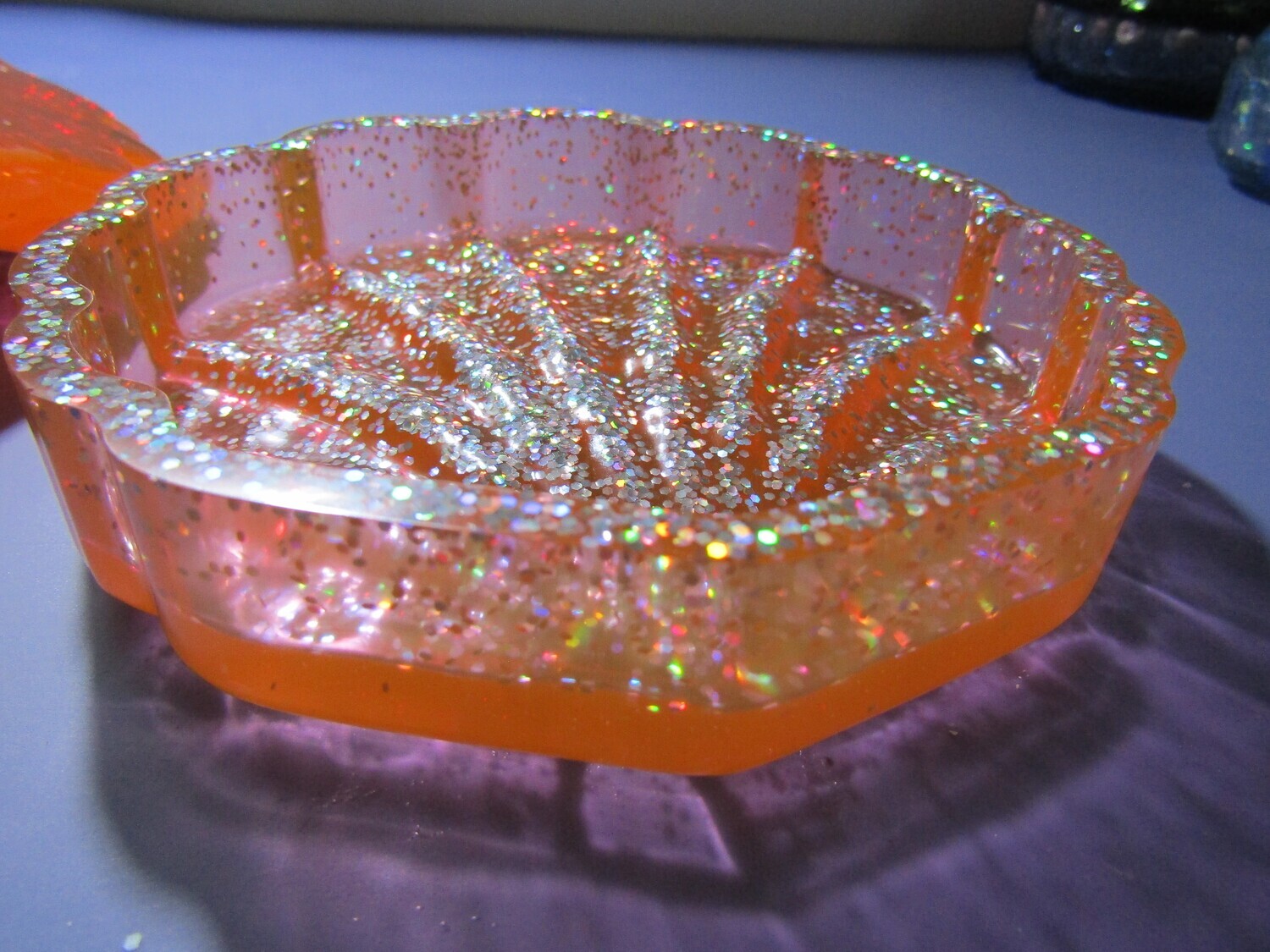 Orange Holographic Clam shell Trinket Box