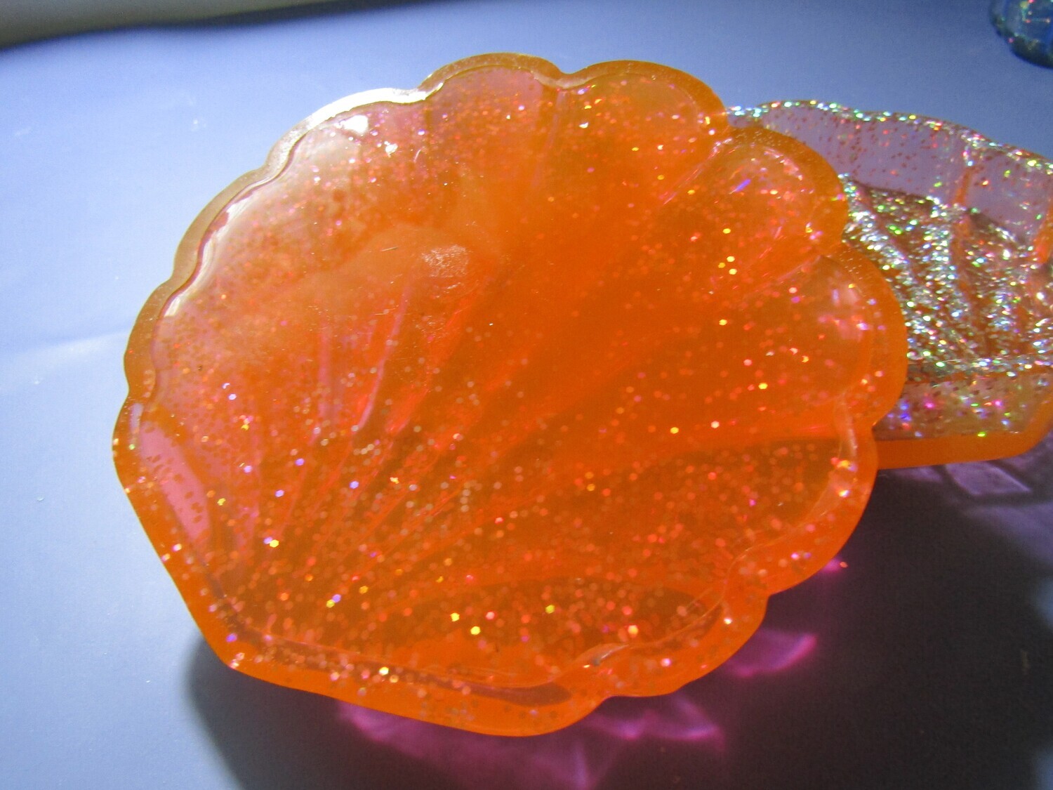 Orange Holographic Clam shell Trinket Box