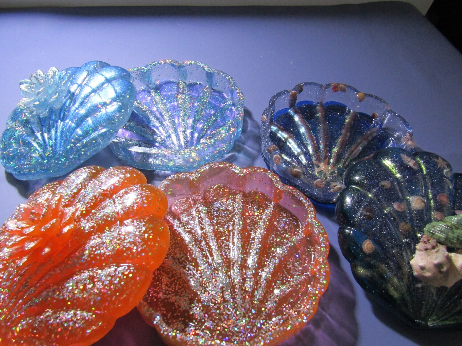 Orange Holographic Clam shell Trinket Box