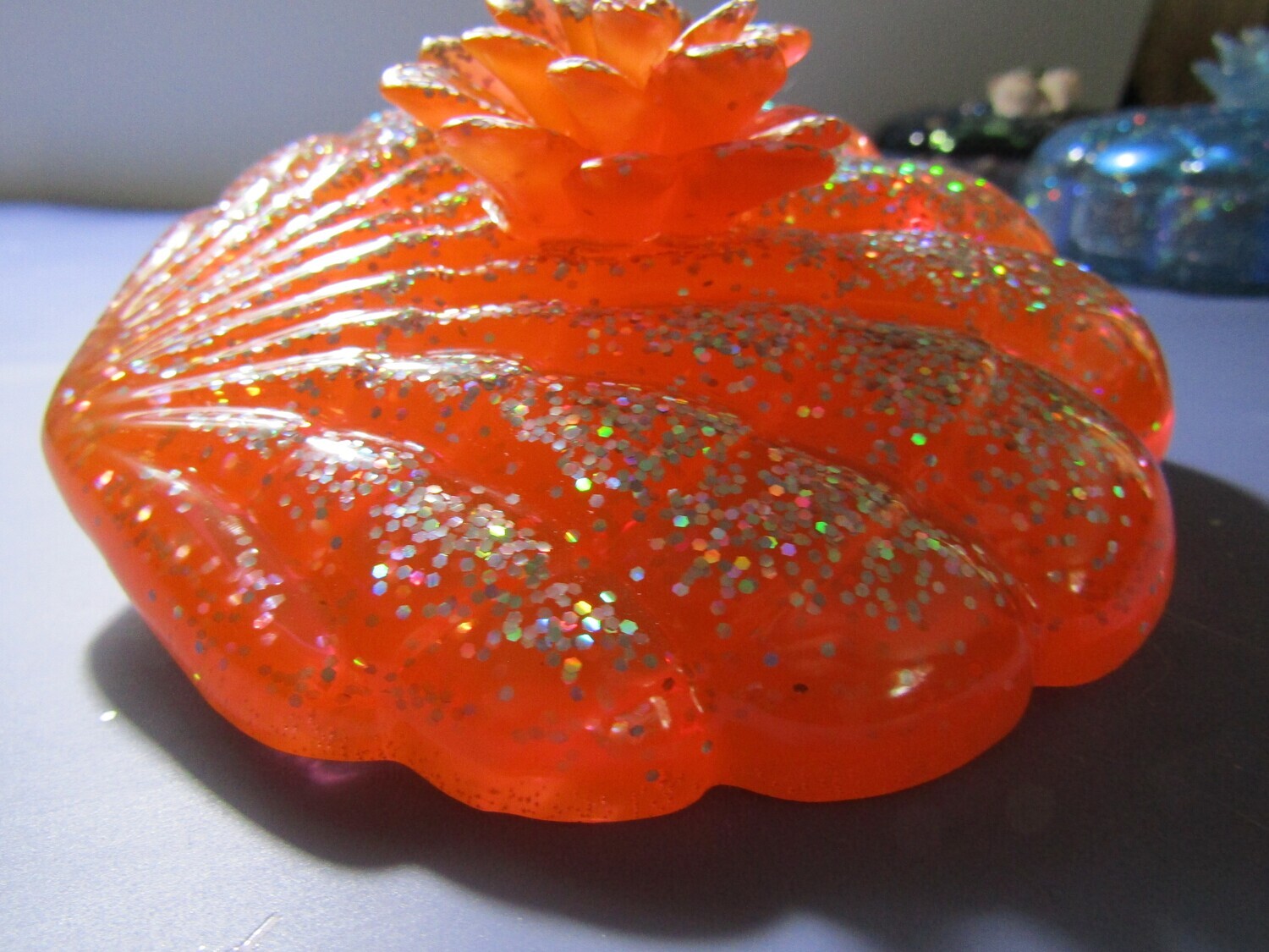 Orange Holographic Clam shell Trinket Box