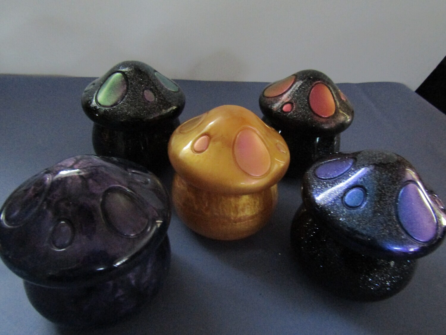Purple or Black glitter Mushroom Trinket Containers