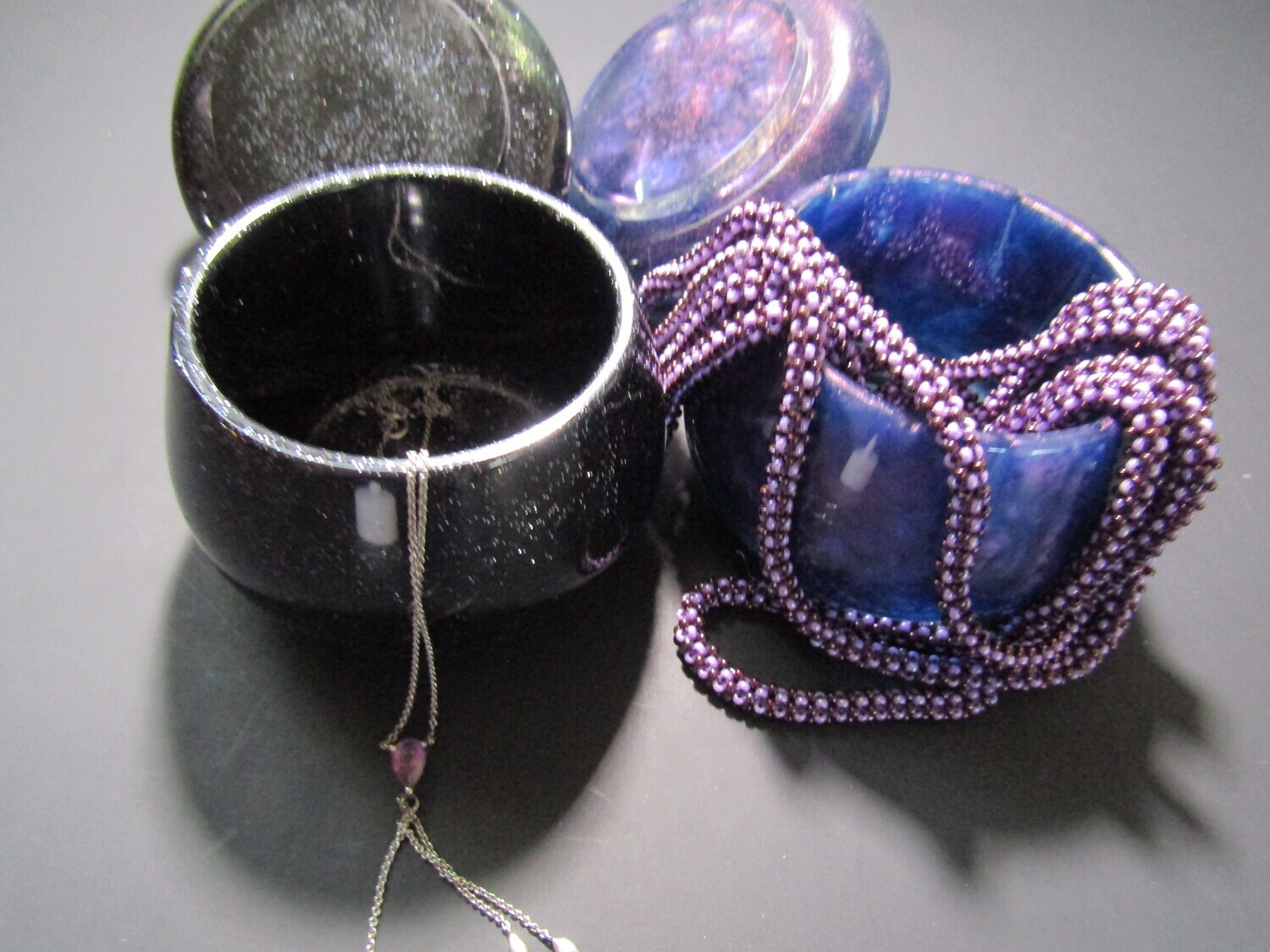 Purple or Black glitter Mushroom Trinket Containers