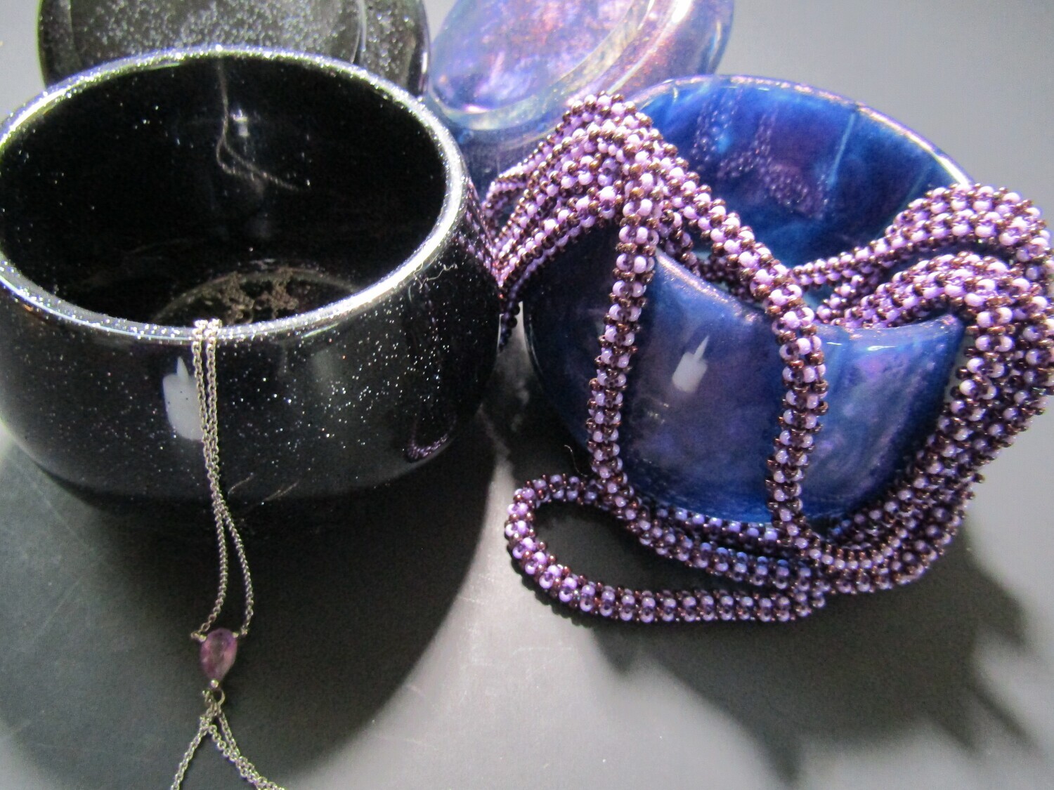 Purple or Black glitter Mushroom Trinket Containers