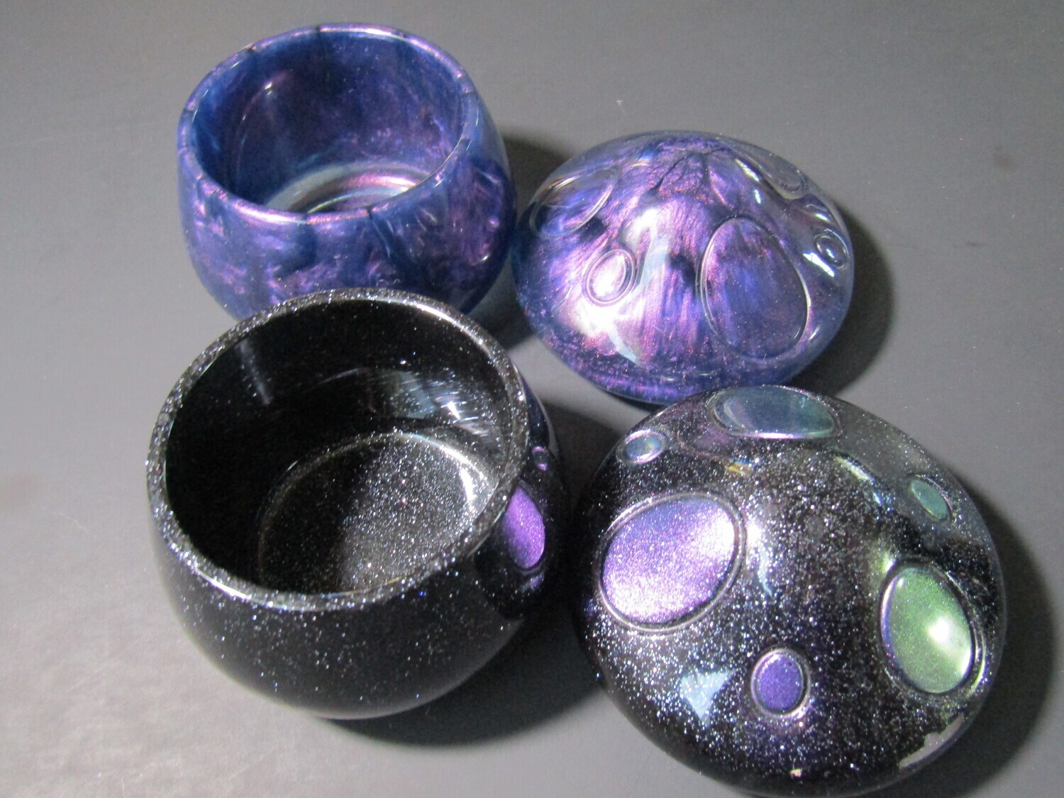 Purple or Black glitter Mushroom Trinket Containers