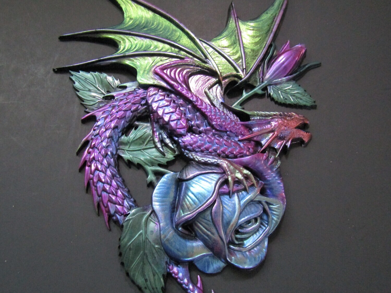 Fiery Twin Dragons Copper Red and Purple  Wall Pictures