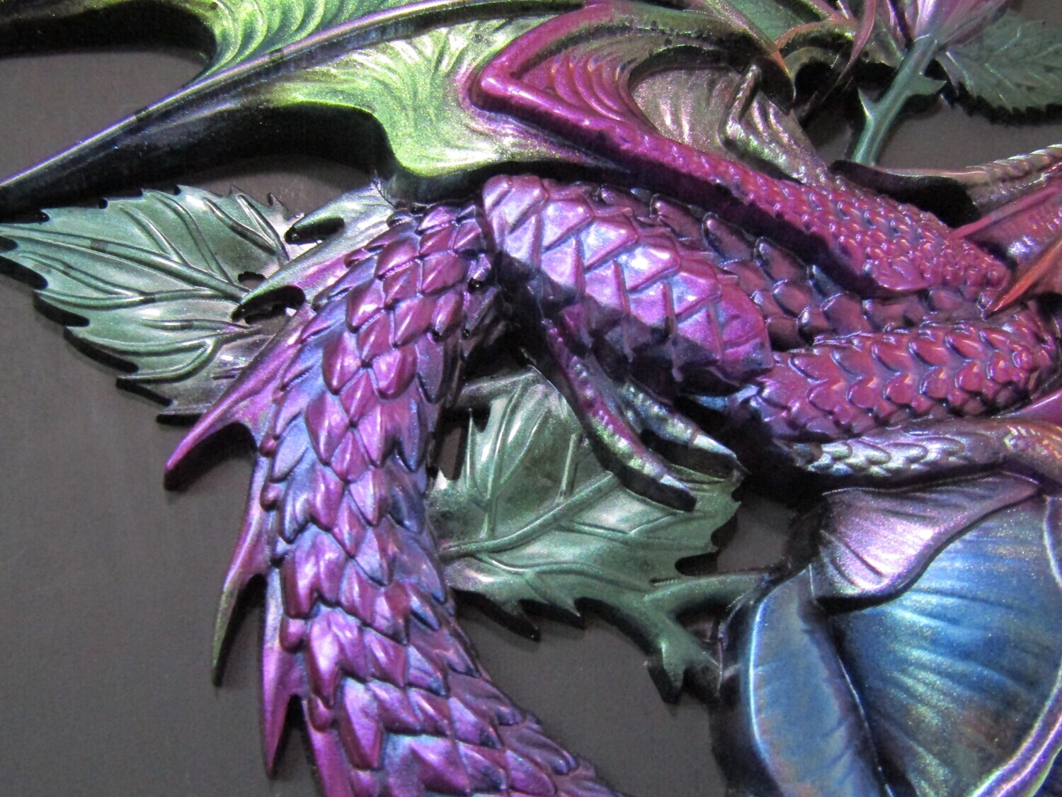 Fiery Twin Dragons Copper Red and Purple  Wall Pictures