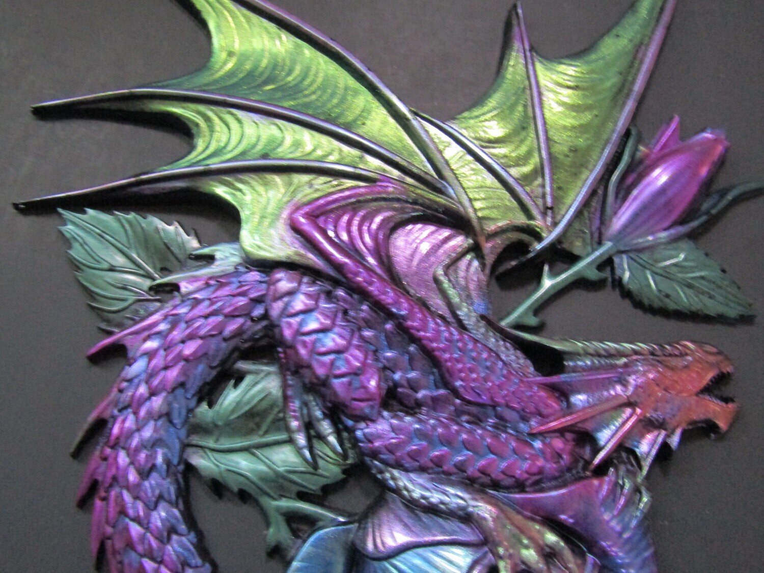Fiery Twin Dragons Copper Red and Purple  Wall Pictures