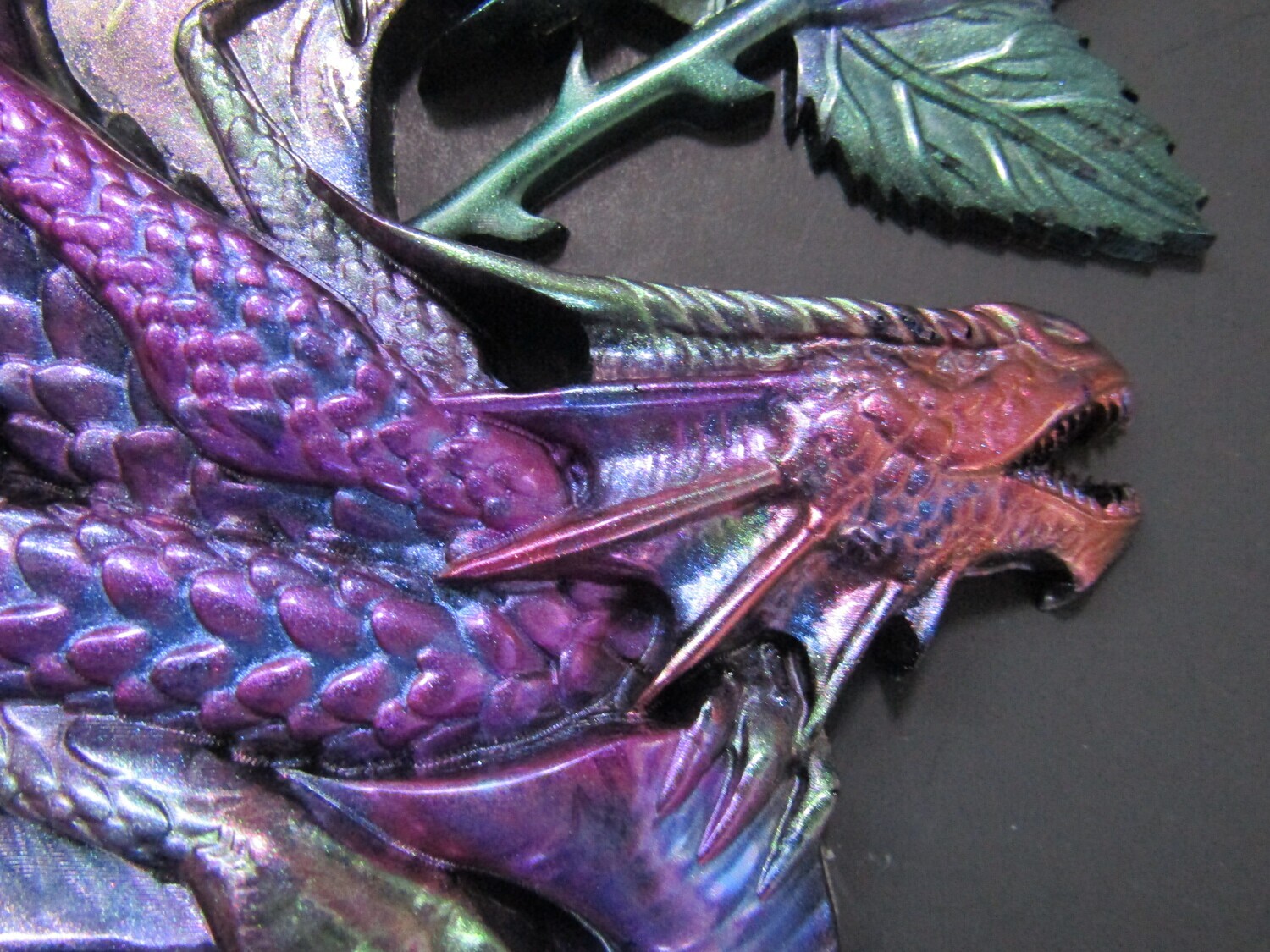 Fiery Twin Dragons Copper Red and Purple  Wall Pictures