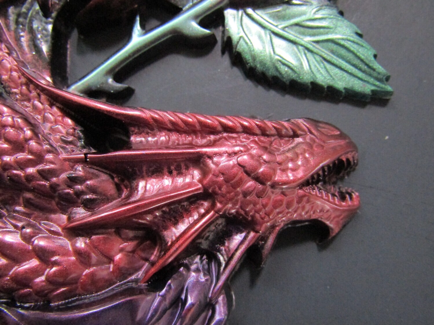 Fiery Twin Dragons Copper Red and Purple  Wall Pictures