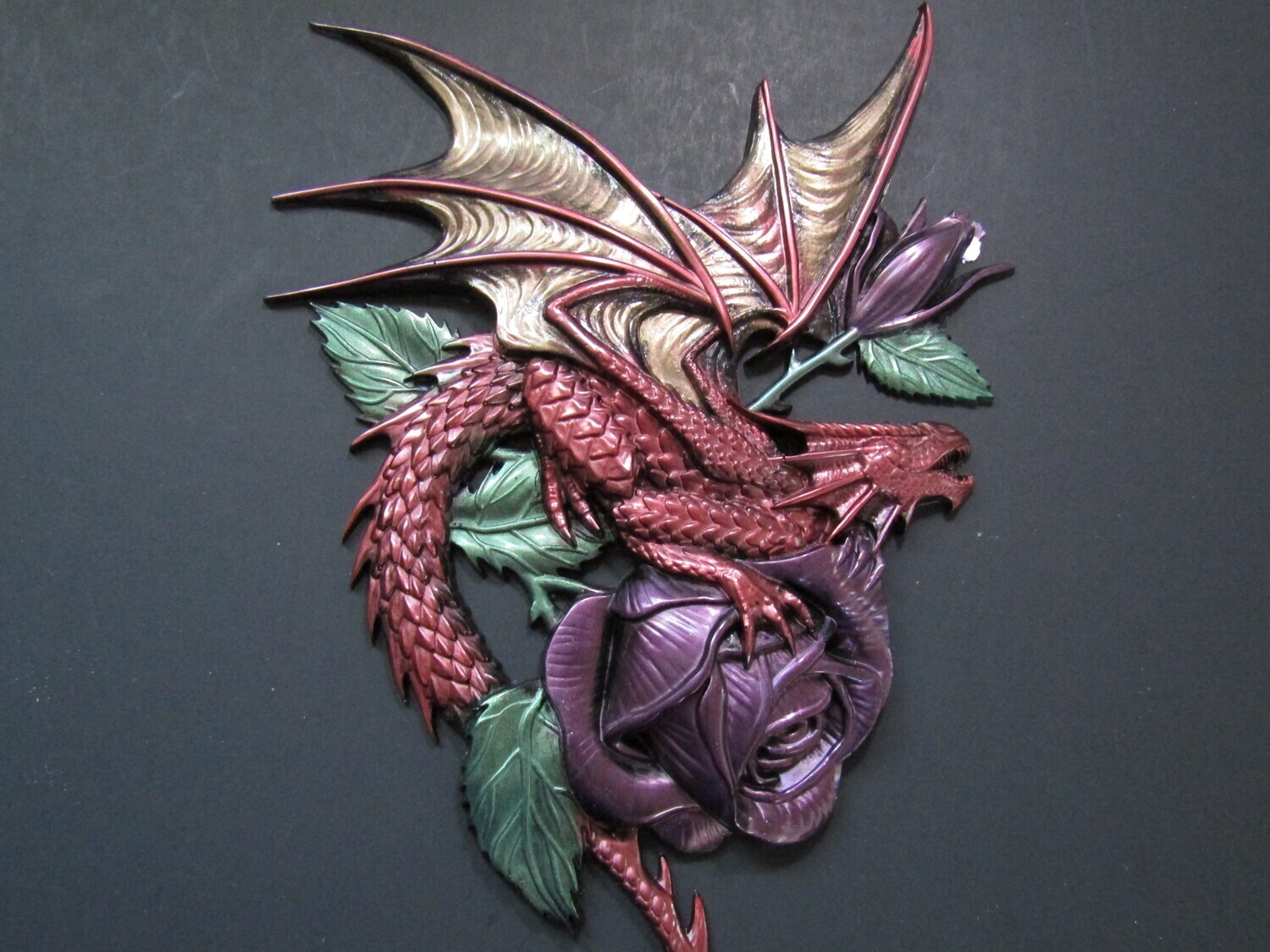 Fiery Twin Dragons Copper Red and Purple  Wall Pictures