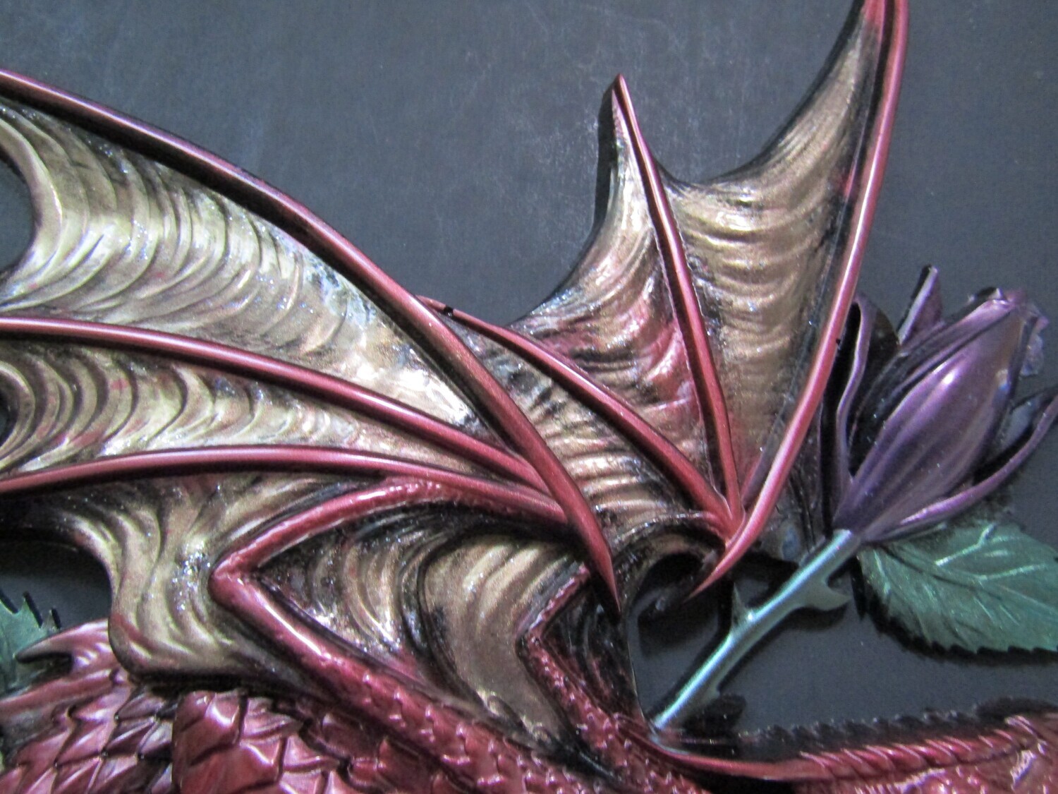 Fiery Twin Dragons Copper Red and Purple  Wall Pictures