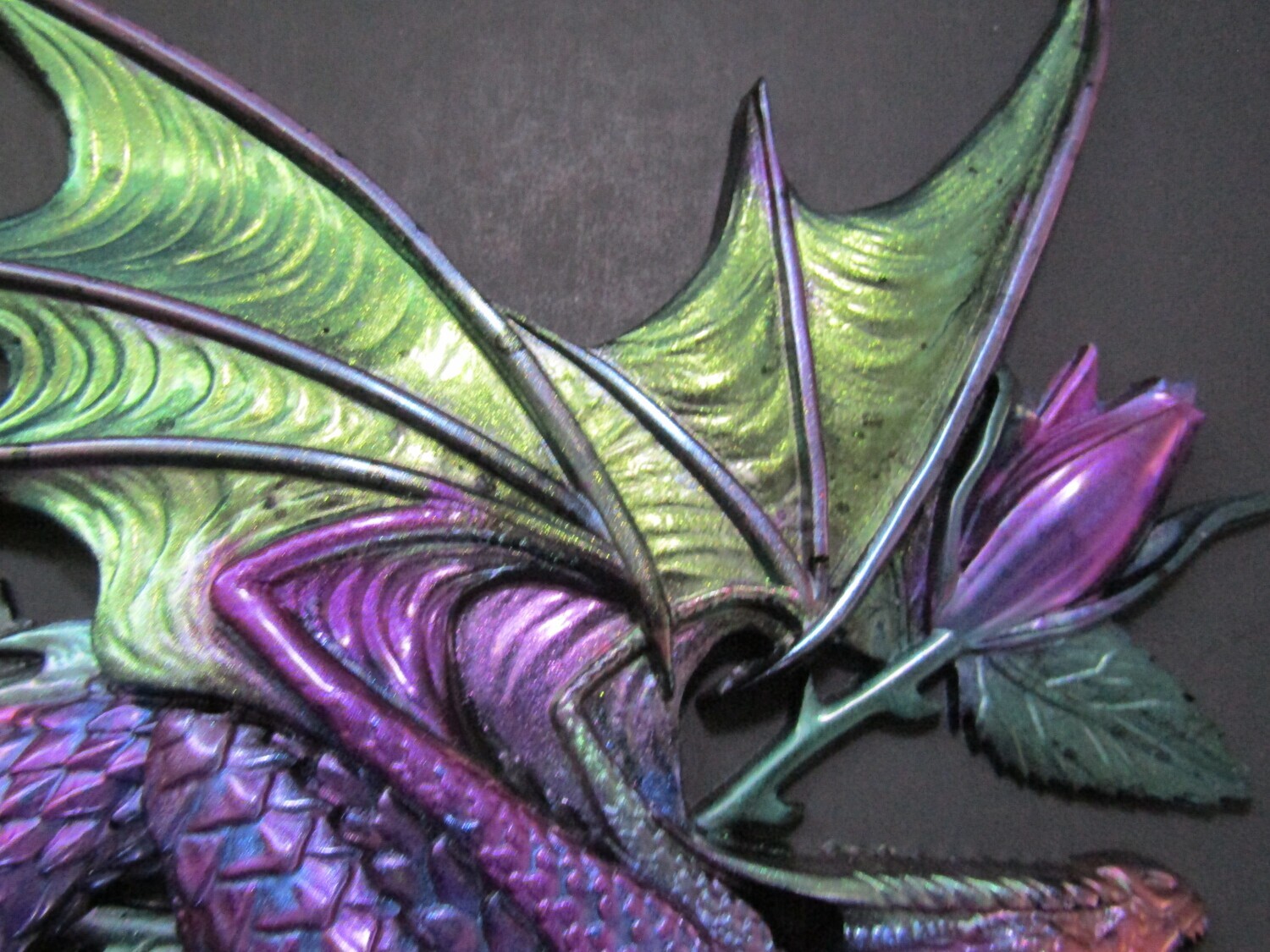 Fiery Twin Dragons Copper Red and Purple  Wall Pictures