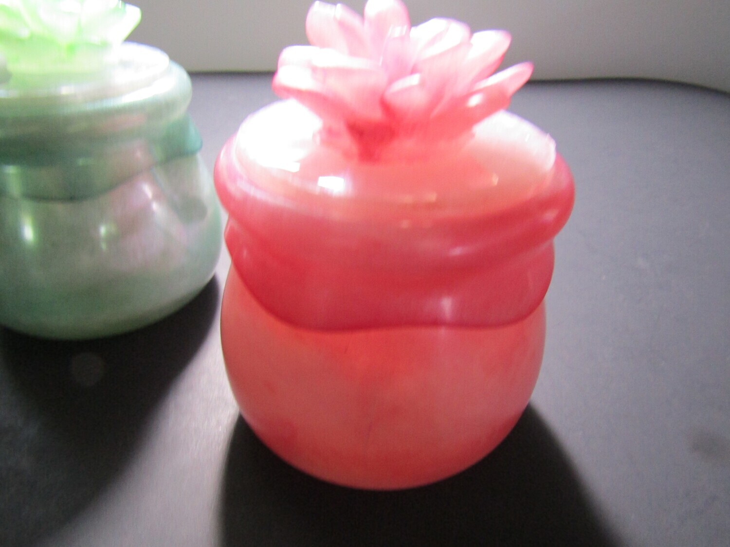 Pastel Pink and Green Trinket Jars Set of Two