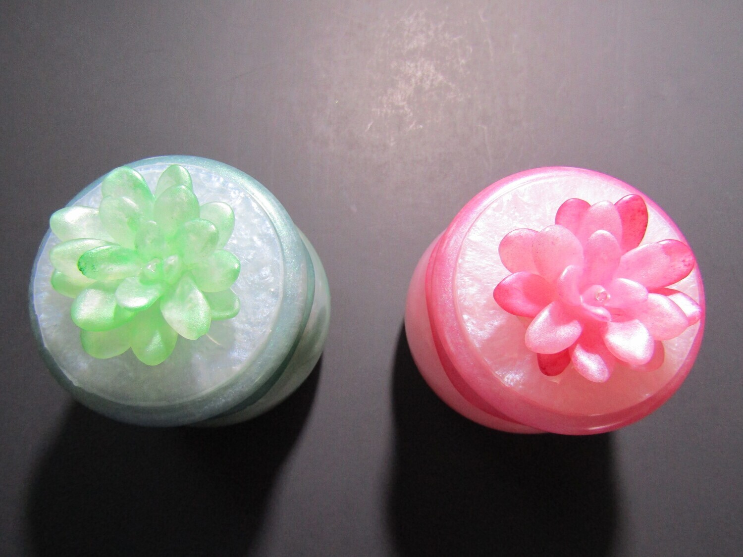 Pastel Pink and Green Trinket Jars Set of Two