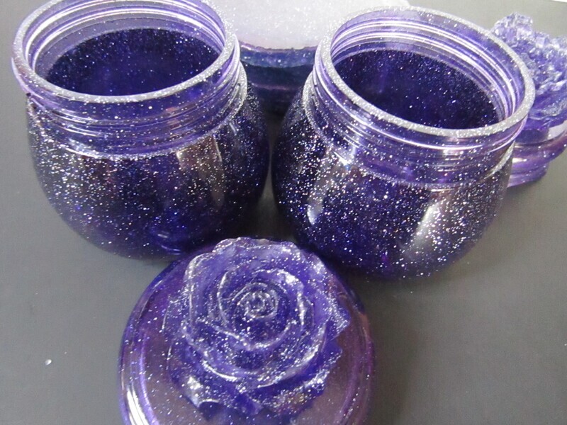 Deep Sparkle Purple Coaster Set and Trinket Jar