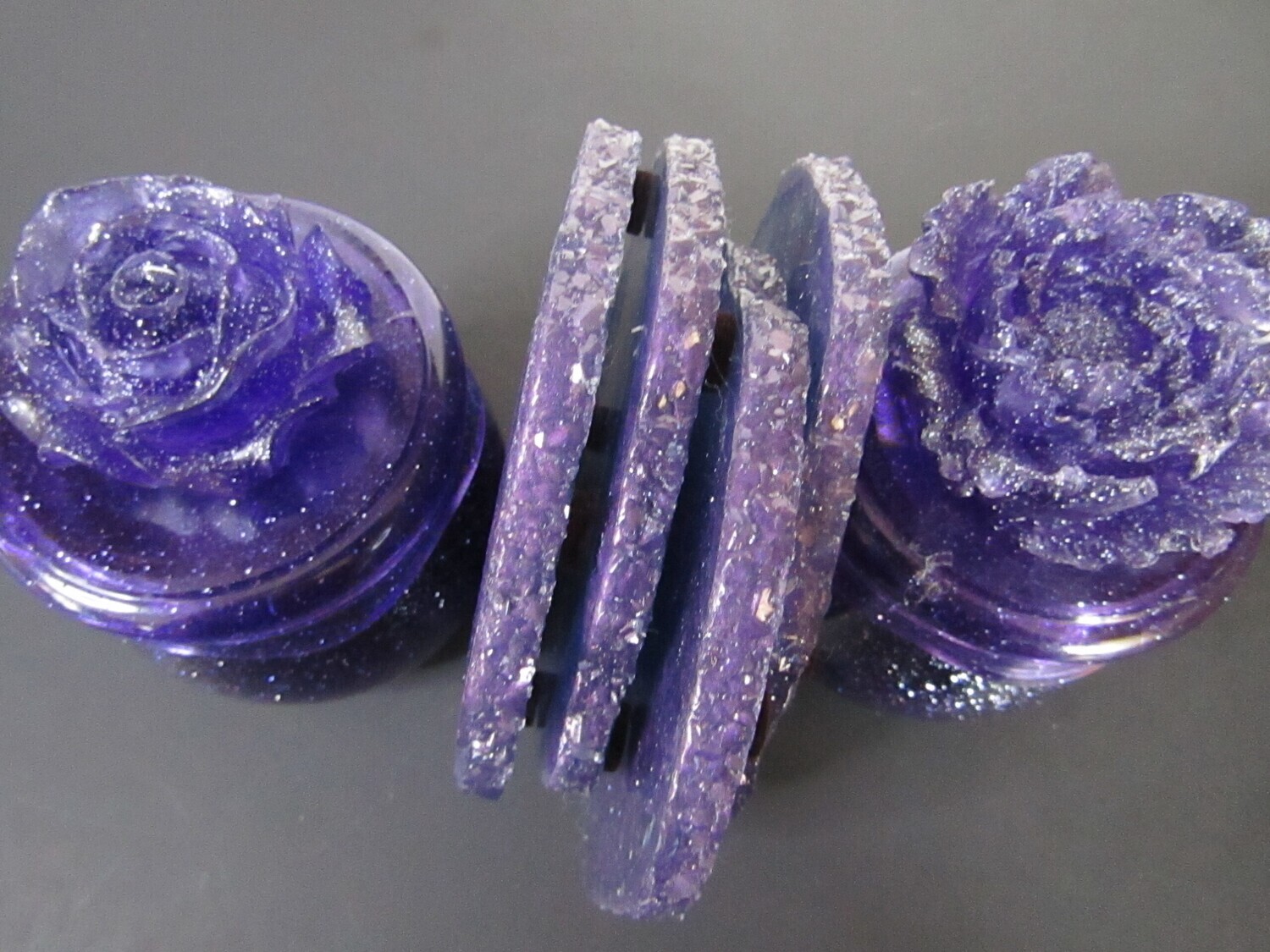 Deep Sparkle Purple Coaster Set and Trinket Jar