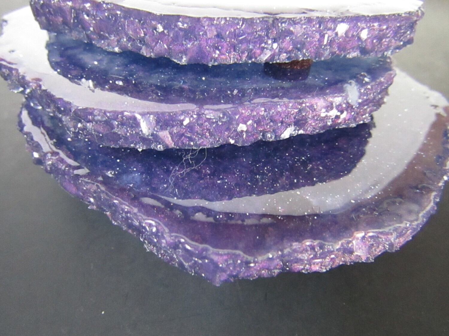 Deep Sparkle Purple Coaster Set and Trinket Jar