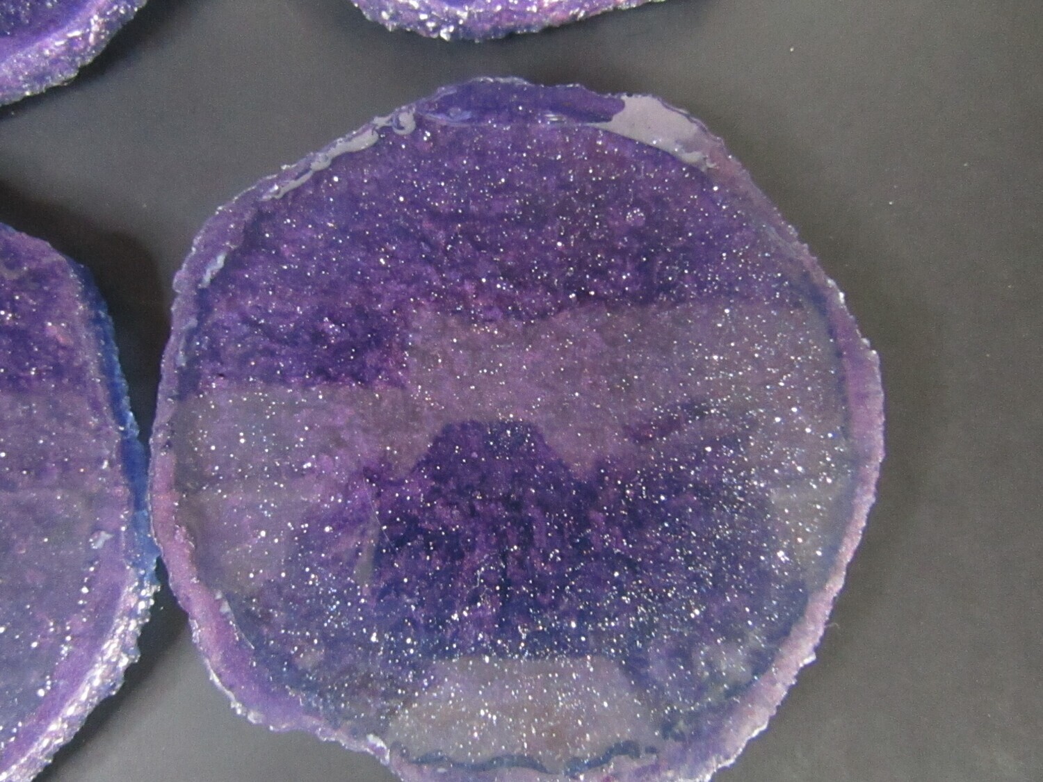 Deep Sparkle Purple Coaster Set and Trinket Jar