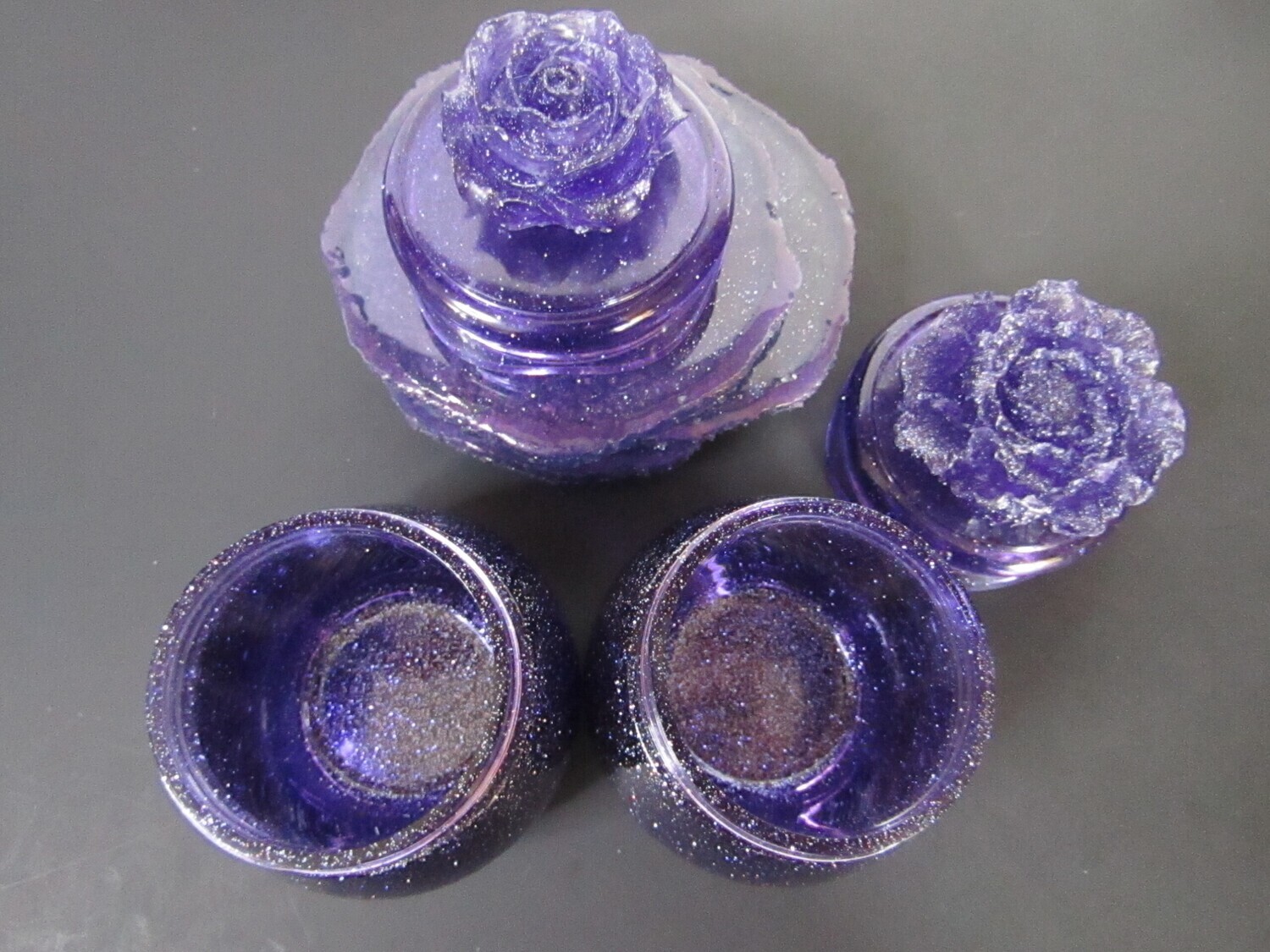 Deep Sparkle Purple Coaster Set and Trinket Jar