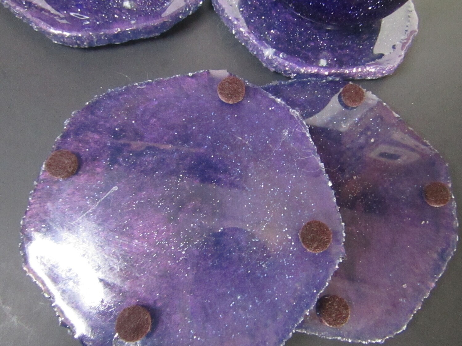 Deep Sparkle Purple Coaster Set and Trinket Jar