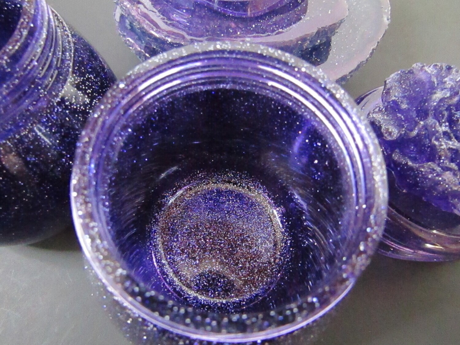 Deep Sparkle Purple Coaster Set and Trinket Jar
