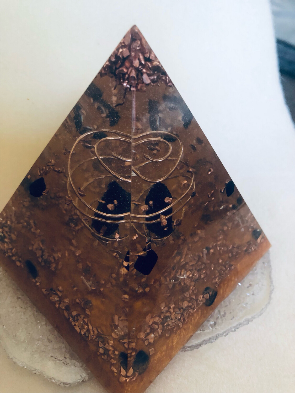 Black Onyx With Copper Accents Orgone Pyramid