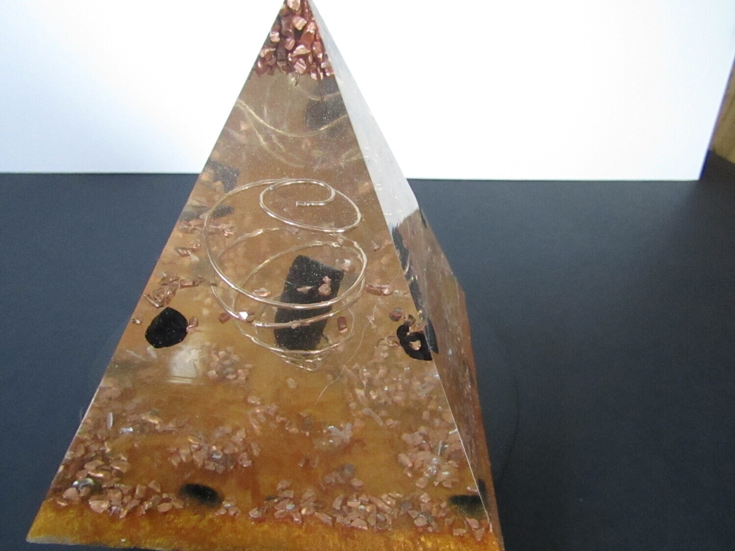 Black Onyx With Copper Accents Orgone Pyramid