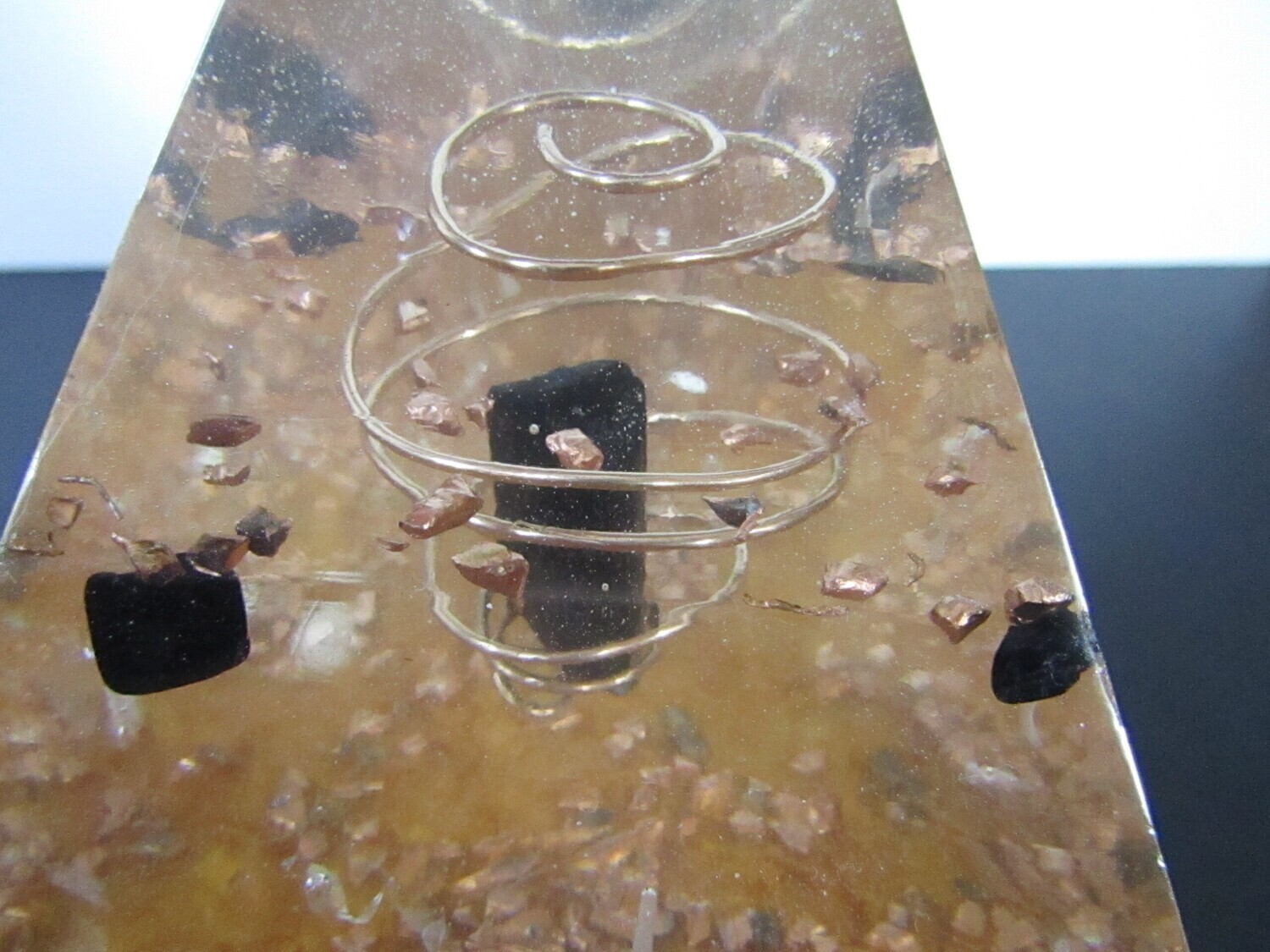 Black Onyx With Copper Accents Orgone Pyramid
