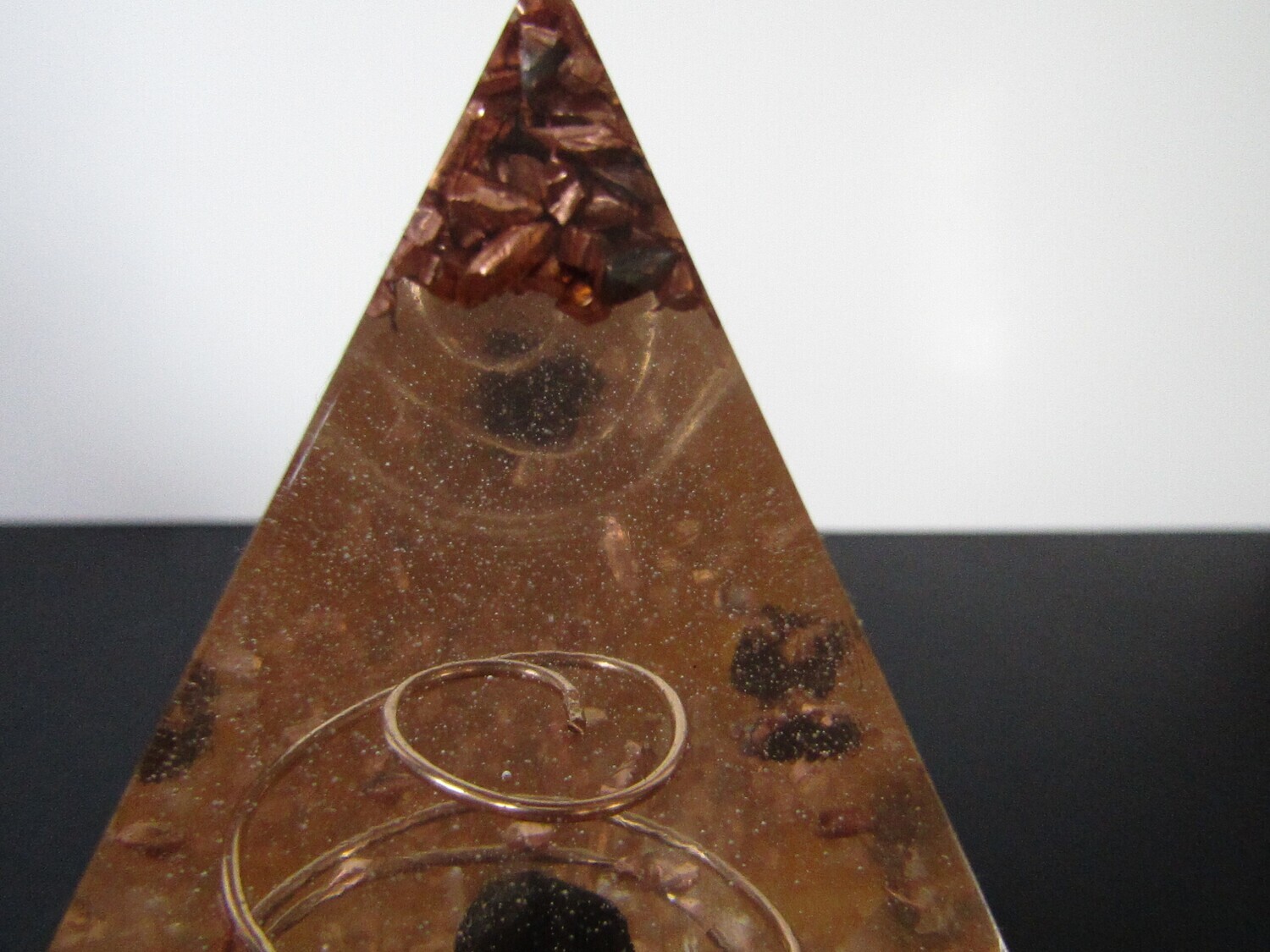 Black Onyx With Copper Accents Orgone Pyramid