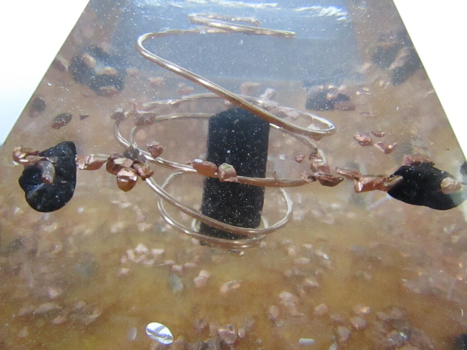 Black Onyx With Copper Accents Orgone Pyramid
