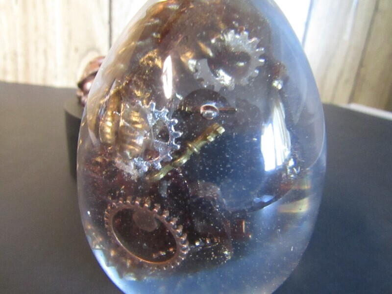 Translucent Steampunk Baby Dragon in a Egg