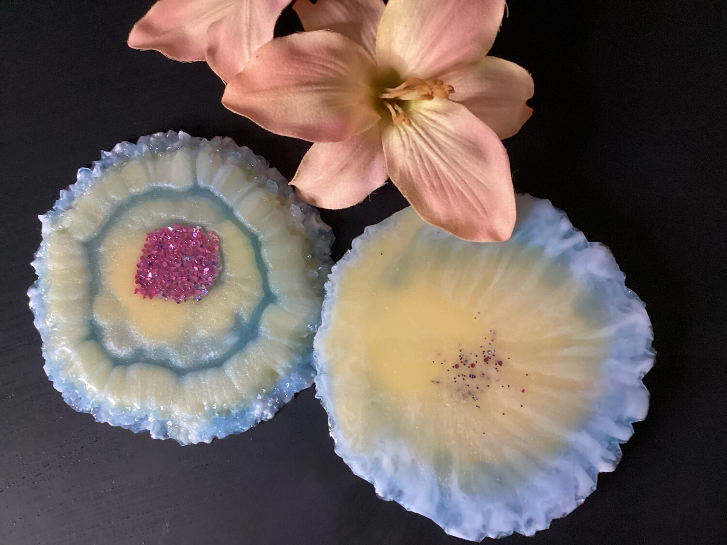 Soft Green Circles With A Soft Of Yellow Coasters