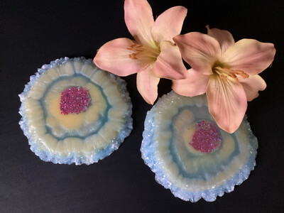 Soft Green Circles With A Soft Of Yellow Coasters