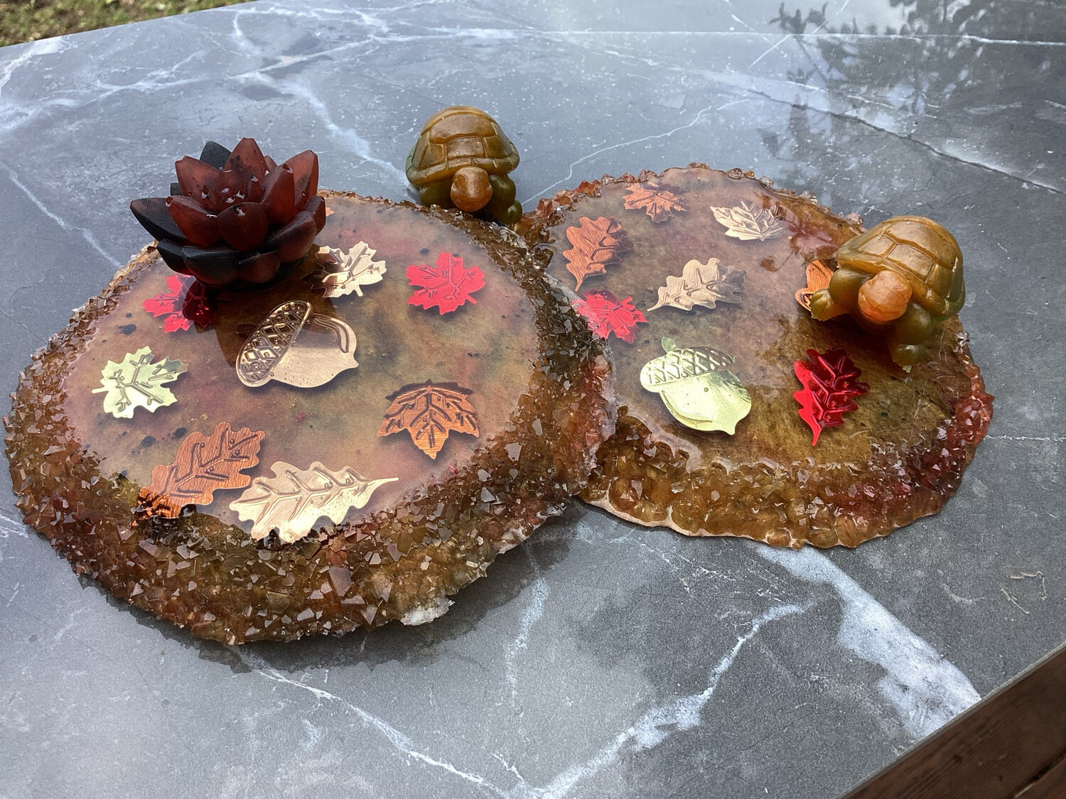 Autumn Leaves Acorns Decor Coasters