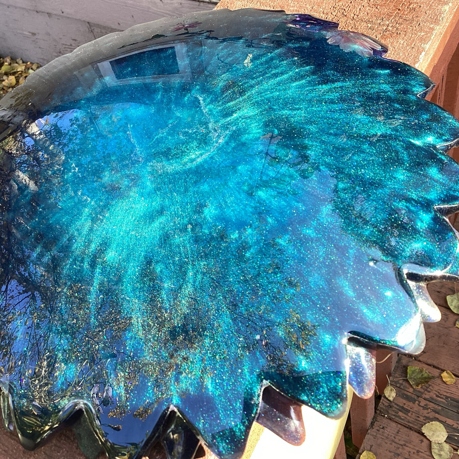 Misty Blue Bronze Decor Fruit Bowl