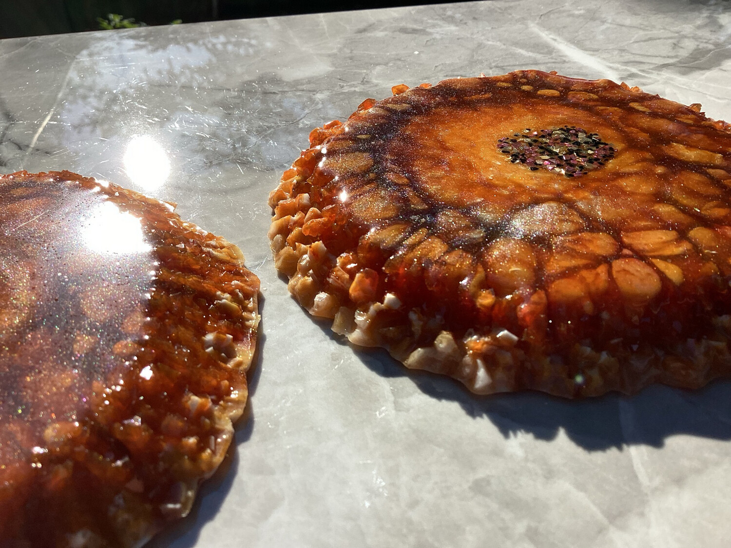 Orange Burst Decor Coaster Set