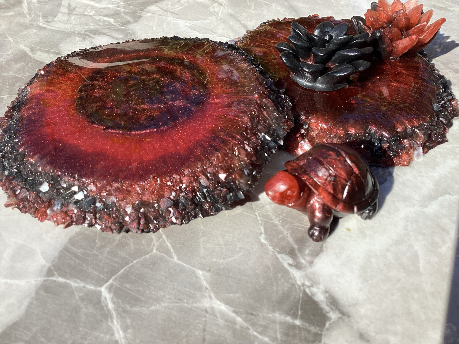 Deep Burgundy Red Decor Coaster Set