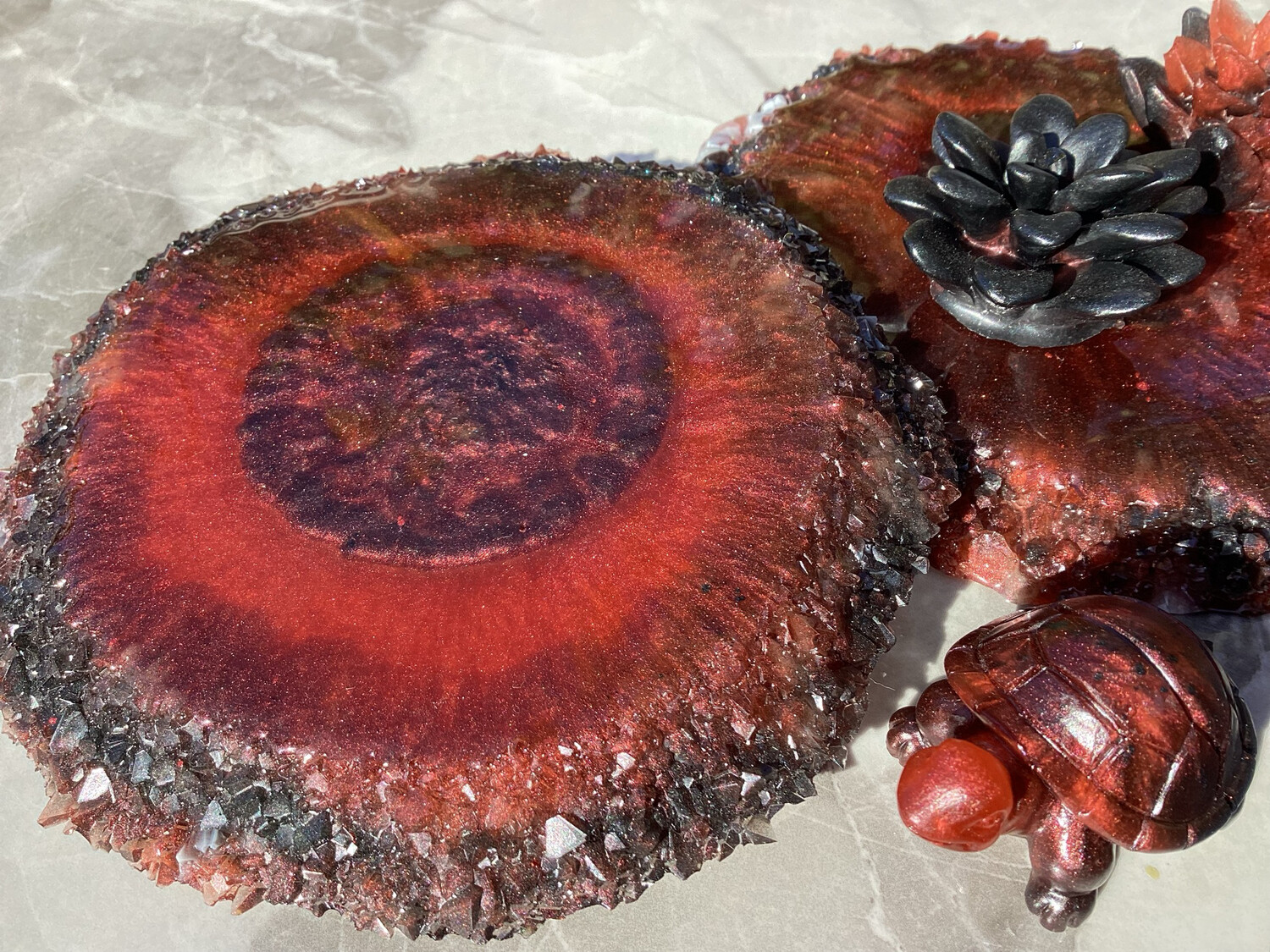 Deep Burgundy Red Decor Coaster Set