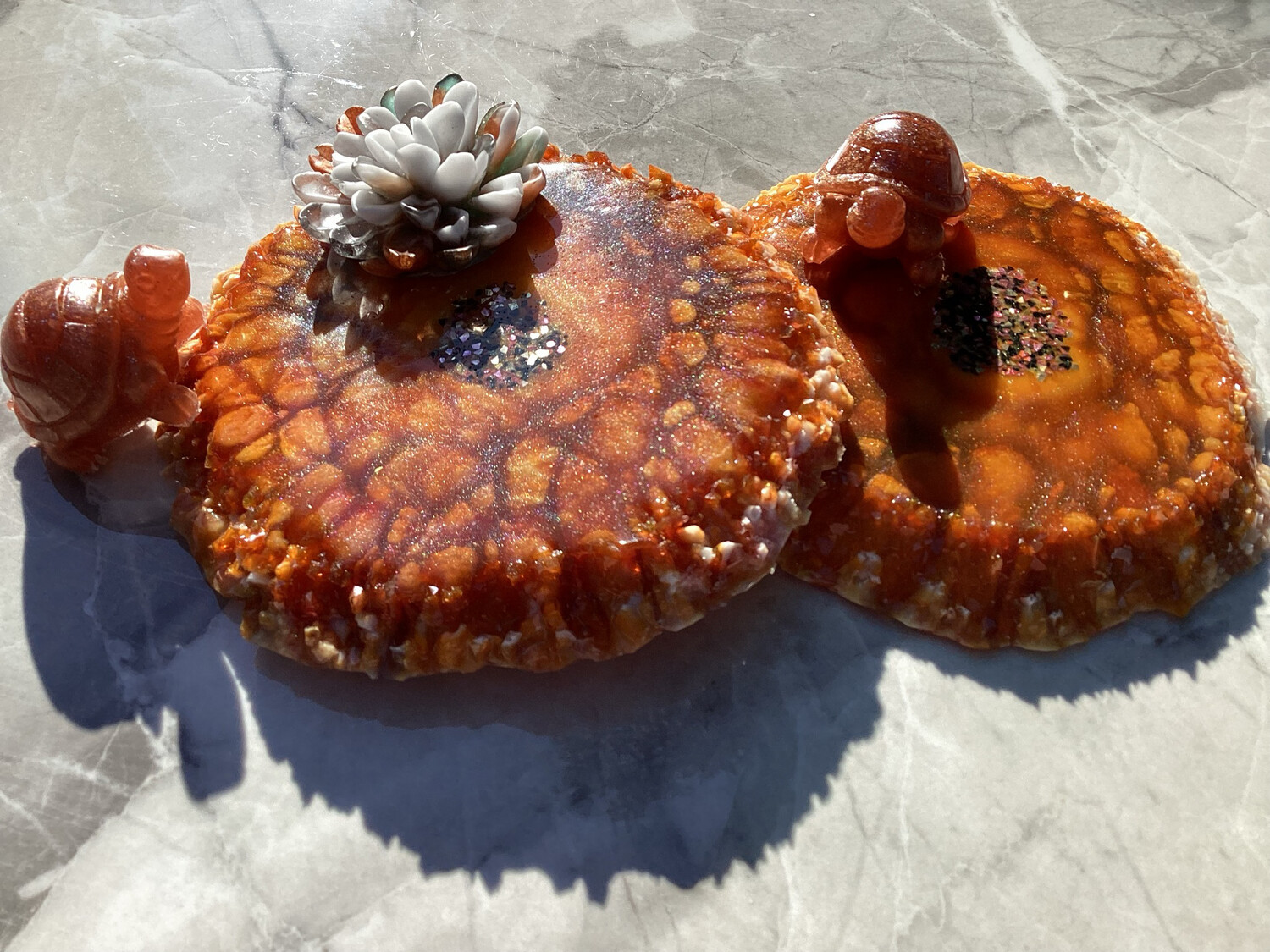 Orange Burst Decor Coaster Set