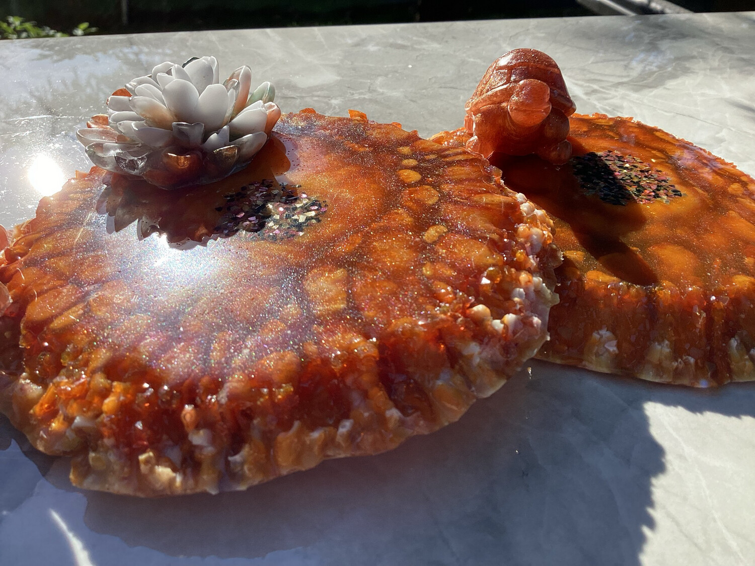 Orange Burst Decor Coaster Set