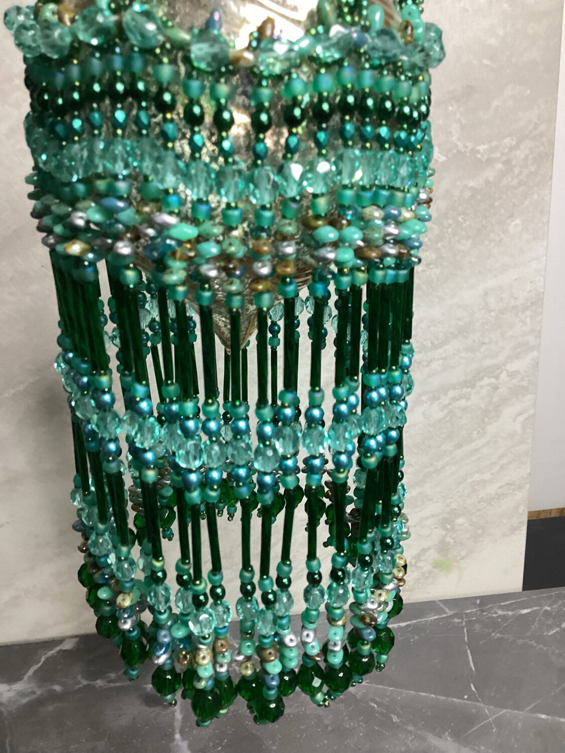 Pine Tree Green Beaded Christmas Ornament Beaded Cover