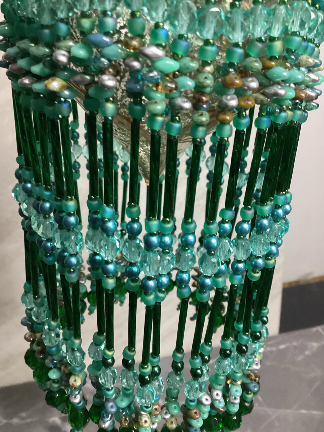 Pine Tree Green Beaded Christmas Ornament Beaded Cover