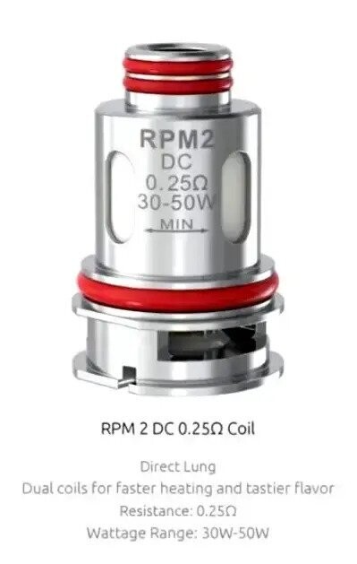 Smok Rpm 2 DC 0,25 Ohm Yedek Coil – (5’li Paket)