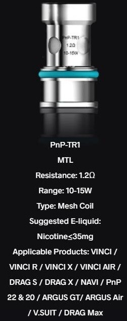 Voopoo PNP TR1 1.2 Ohm Coil (5'li Paket)