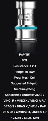 Voopoo PNP TR1 1.2 Ohm Coil (5'li Paket)